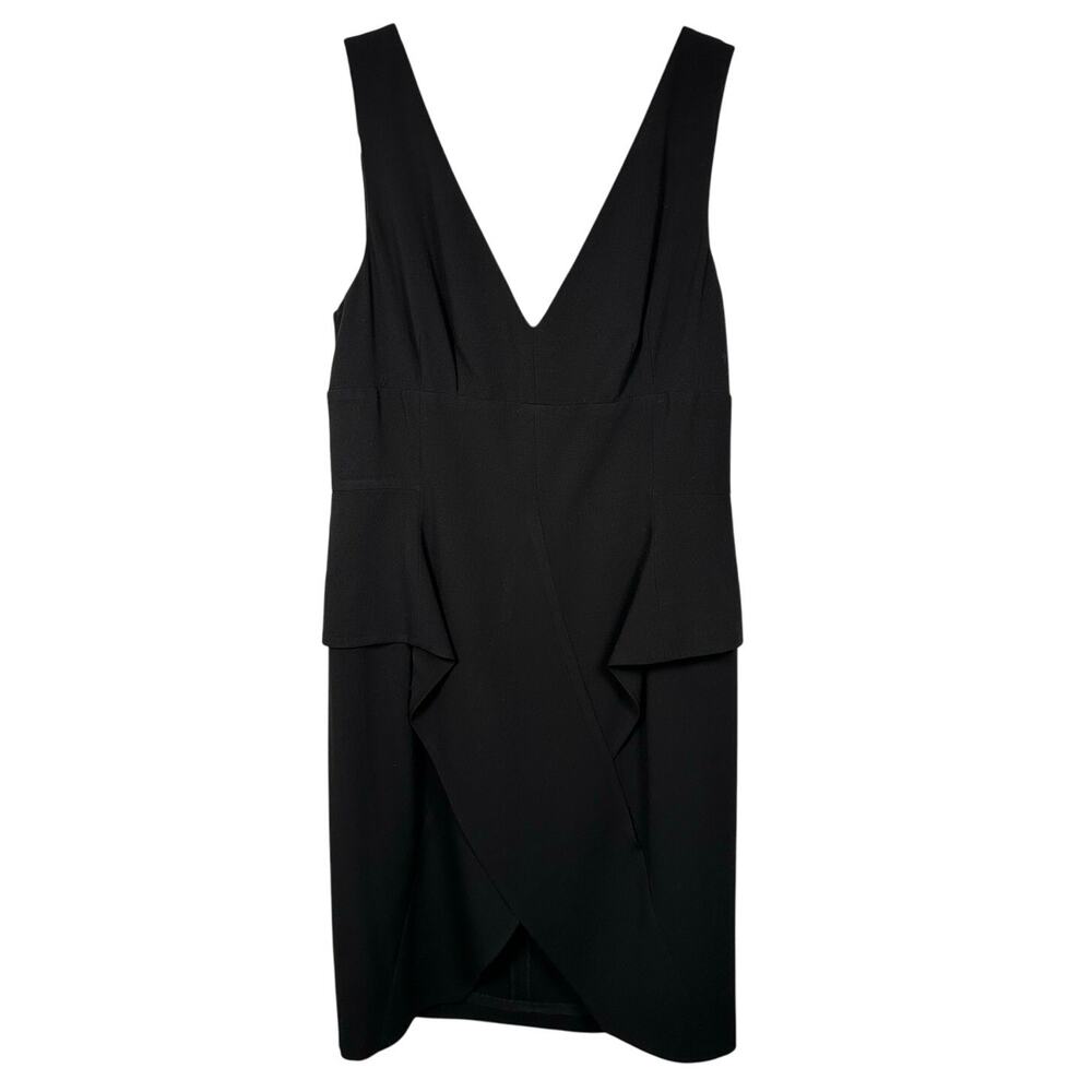 BCBGMAXAZRIA Black Draped V-Neck Sleeveless Dress Women's 10